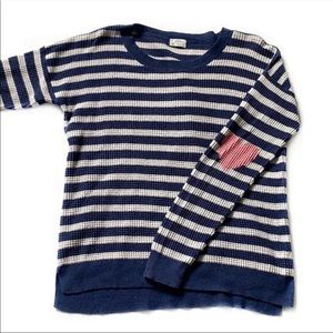 Striped Sweater Thermal with Heart Elbows